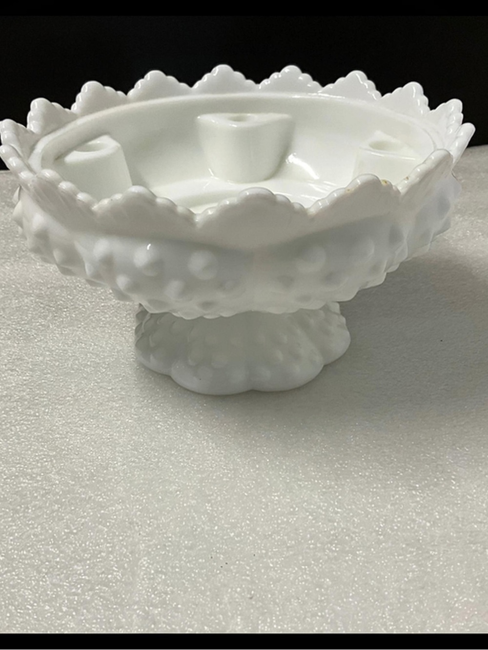 Fenton White Hobnail Pedestal candle/ floral dish
